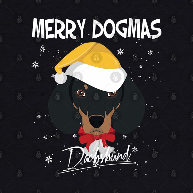 Merry Dogmas Dachshund Dog With Yellow Santa's Hat Funny Xmas Gift by salemstore